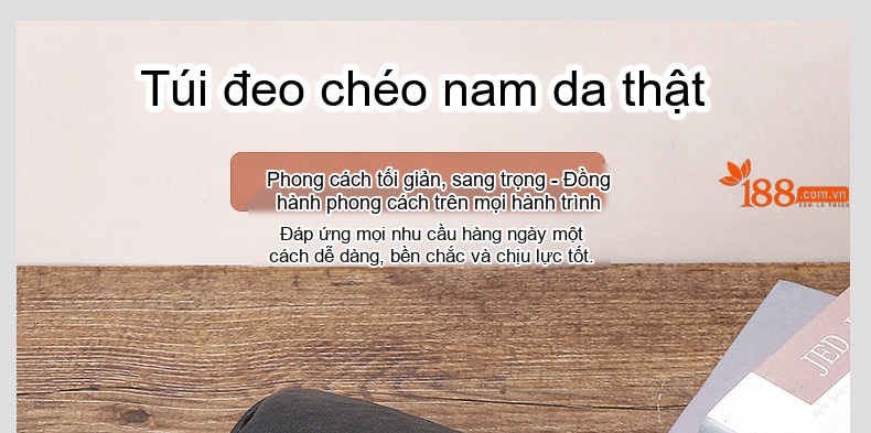 Túi Đeo Vai/Đeo Chéo Nam Da Bò Ngăn Ngang Phong Cách Casual Màu Đen chi tiết 3