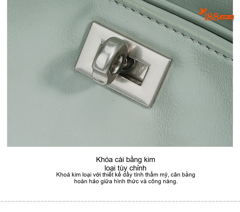 Túi Đeo Vai Nữ Da Bò Quai Xách Tay Phong Cách Thanh Lịch Màu Xanh, Trắng, Nâu chi tiết 12
