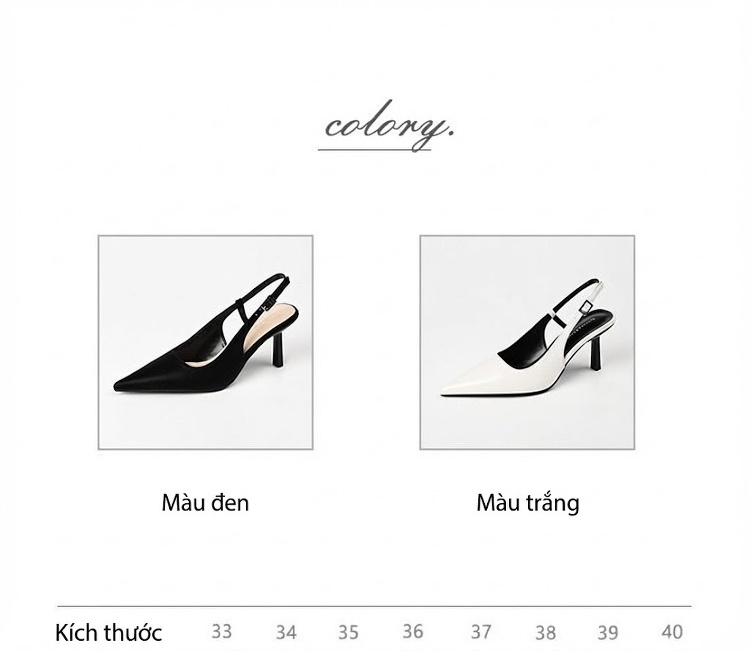 Giày Cao Gót Nữ Mũi Nhọn Hở Gót Chiều Cao Đế Khoảng 6cm Da Bóng Màu Đen, Trắng chi tiết 4