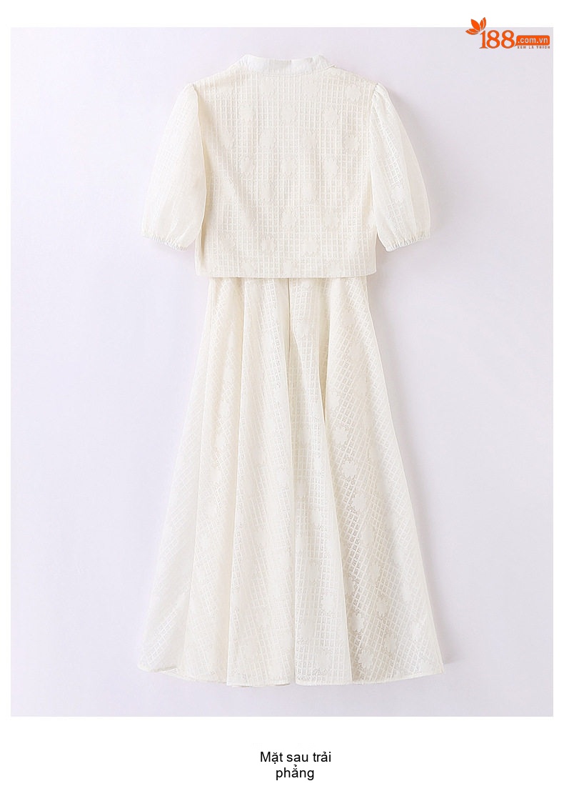 Đầm Bộ Nữ Quốc Phong Trung Hoa Cách Tân, Áo Khoác Lửng Tay Ngắn Và Đầm Hai Dây Thanh Lịch Màu Trắng, Đen chi tiết 26