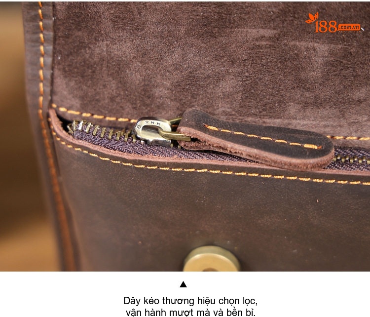 Túi Đeo Ngực/Đeo Chéo Nam Da Thật Phong Cách Casual Đựng Điện Thoại Mini Màu Nâu Đậm chi tiết 19