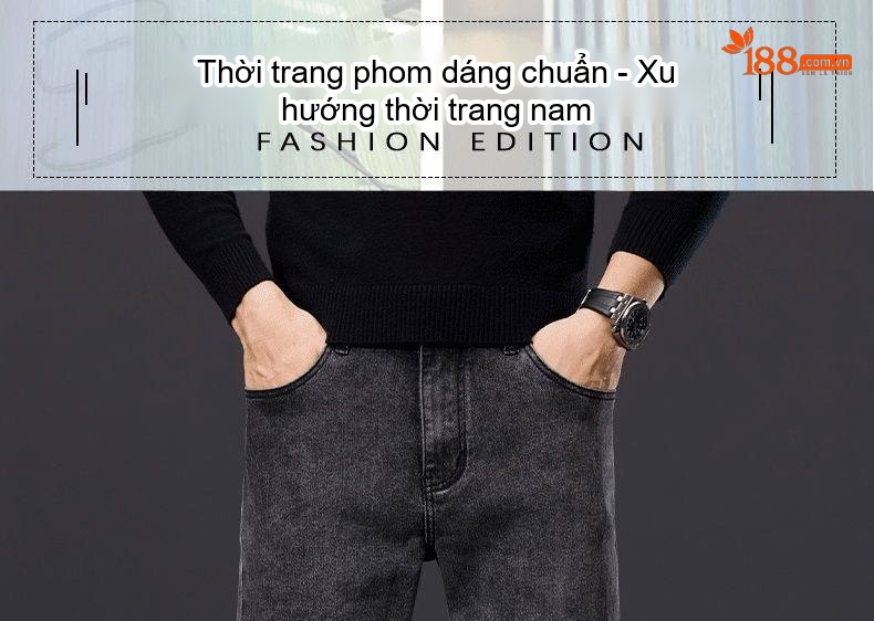 Quần Jean Nam Ống Đứng Rộng Dáng Suông Phong Cách Lịch Lãm Màu Xám Khói chi tiết 1
