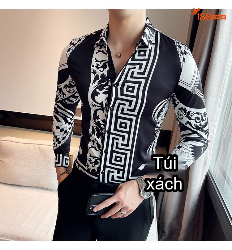 Áo Sơ Mi Tay Dài Nam In Họa Tiết Phong Cách Châu Âu chi tiết 31