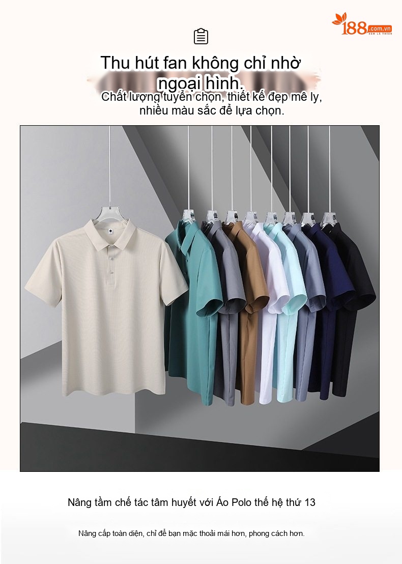 Áo Polo Nam Ngắn Tay Công Sở Thoáng Mát Kháng Khuẩn Chống Nhăn Chống Tia UV Màu Đen, Trắng, Nâu, Xám... chi tiết 2