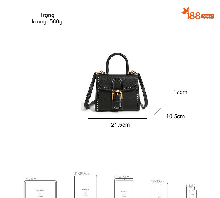 Túi Đeo Vai/Đeo Chéo Nữ Khóa Móng Ngựa Da Bóng, Túi Saddle Retro Phong Cách Kelly Cao Cấp Màu Trắng Kem, Đen, Nâu, Xám chi tiết 4
