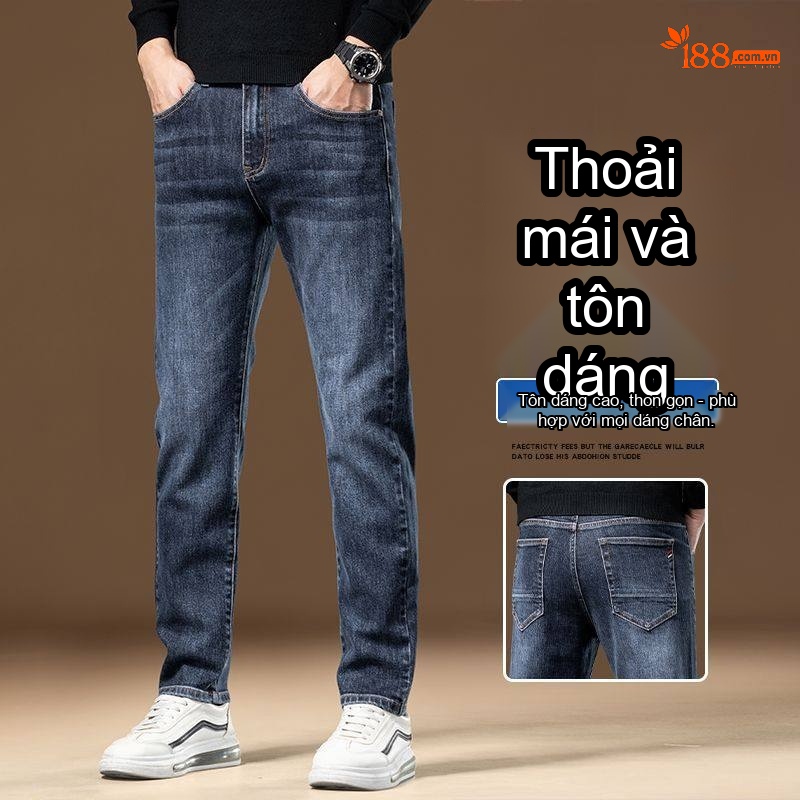Quần Jean Nam Ống Đứng Co Giãn Thoải Mái Màu Xanh, Đen