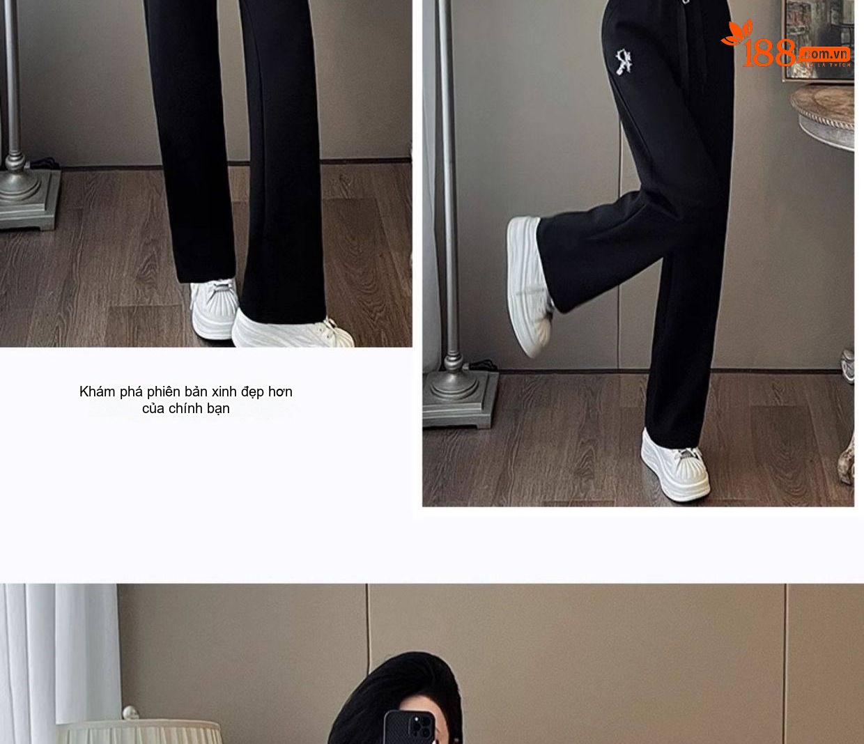 Bộ đồ thể thao nữ dáng rộng quần ống rộng có mũ trùm đầu chi tiết 11