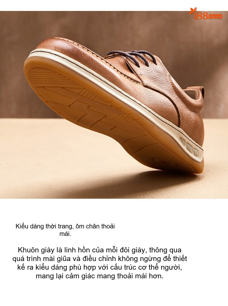 Giày Mọi Nam Da Thật Thoáng Khí Chiều Cao Đế Khoảng 3cm Phong Cách Retro Màu Nâu, Đen chi tiết 3