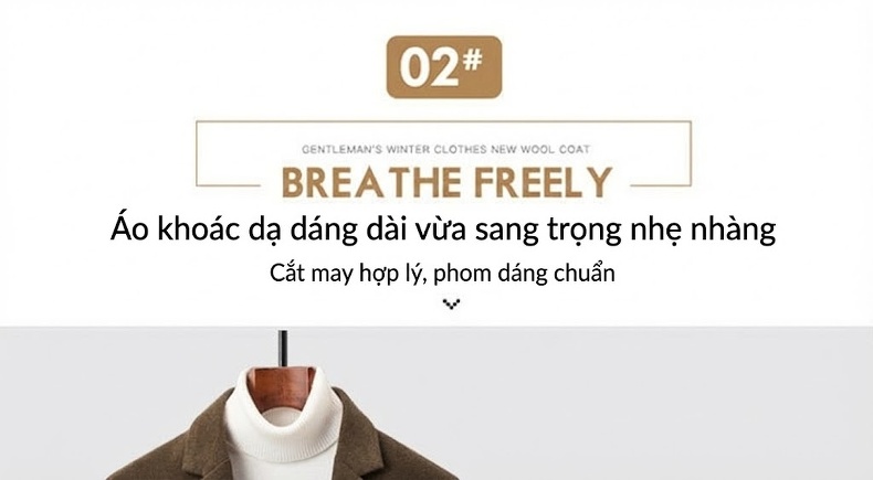 Áo Khoác Dạ Nam Trung Dài Tay Dài Cúc Bấm Cao Cấp Màu Xanh, Nâu, Đen chi tiết 4