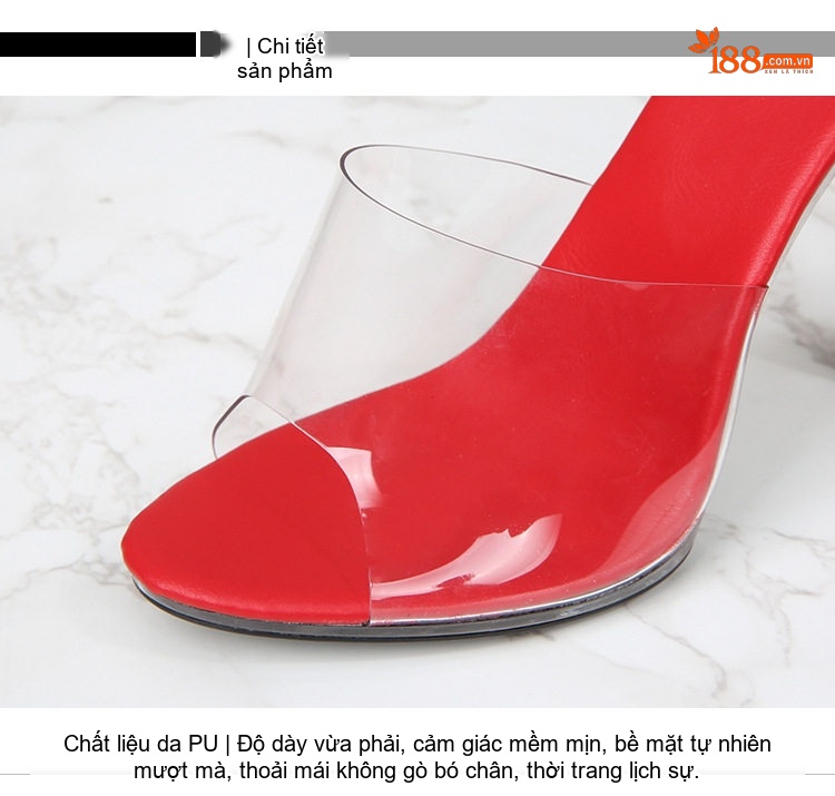 Giày Sandal Cao Gót Nữ Quai Trong Suốt Gót Nhọn Gót Cao 11cm Màu Trắng, Đen, Xanh, Hồng... chi tiết 4