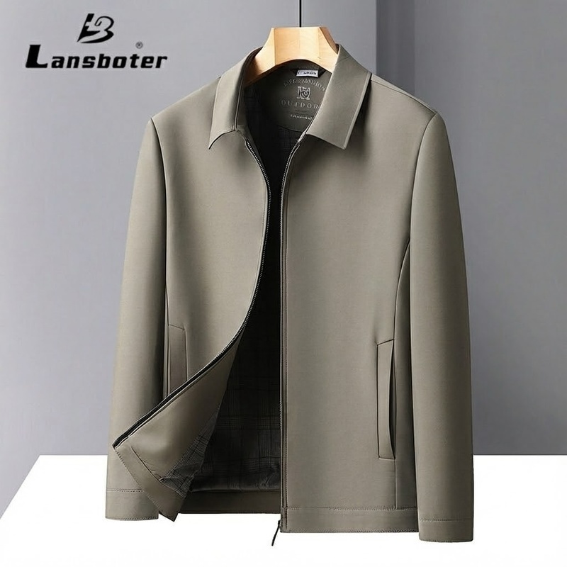 Áo Khoác Bomber Nam Cổ Bẻ Mỏng Phong Cách Công Sở Màu Xanh Navy, Xám, Đỏ