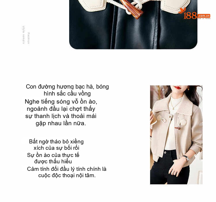 Áo Khoác Da Cừu Nữ Cổ Lông Dệt Kim Kiểu Hàn Quốc Màu Đen, Kem chi tiết 4