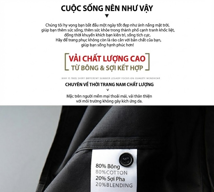 Áo Sơ Mi Nam Tay Dài Đính Rive Hình Học Phong Cách Âu Mỹ Tối Giản Màu Trắng, Đen chi tiết 4