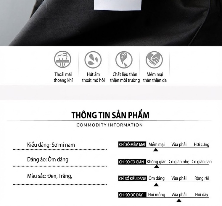 Áo Sơ Mi Nam Tay Dài Đính Rive Hình Học Phong Cách Âu Mỹ Tối Giản Màu Trắng, Đen chi tiết 5