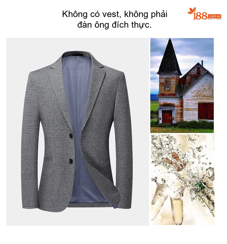 Áo Vest Nam Mỏng Co Giãn Chống Nhăn Họa Tiết Kẻ Ô Ôm Dáng Phong Cách Hàn Quốc Màu Xám chi tiết 10