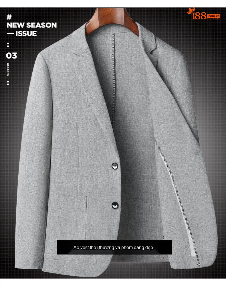Áo Vest Blazer Nam Mỏng Nhẹ Phong Cách Hàn Quốc Màu Xám, Xanh chi tiết 3