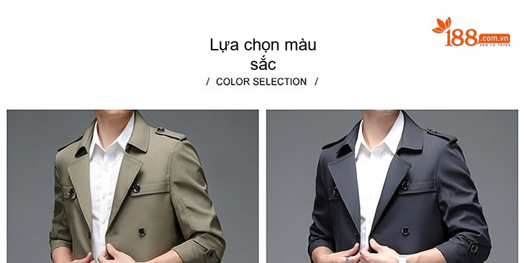Áo Khoác Mangto Nam Dáng Ôm Vừa Vặn Phong Cách Hàn Quốc Màu Đen, Xanh Navy, Xanh Olive chi tiết 8
