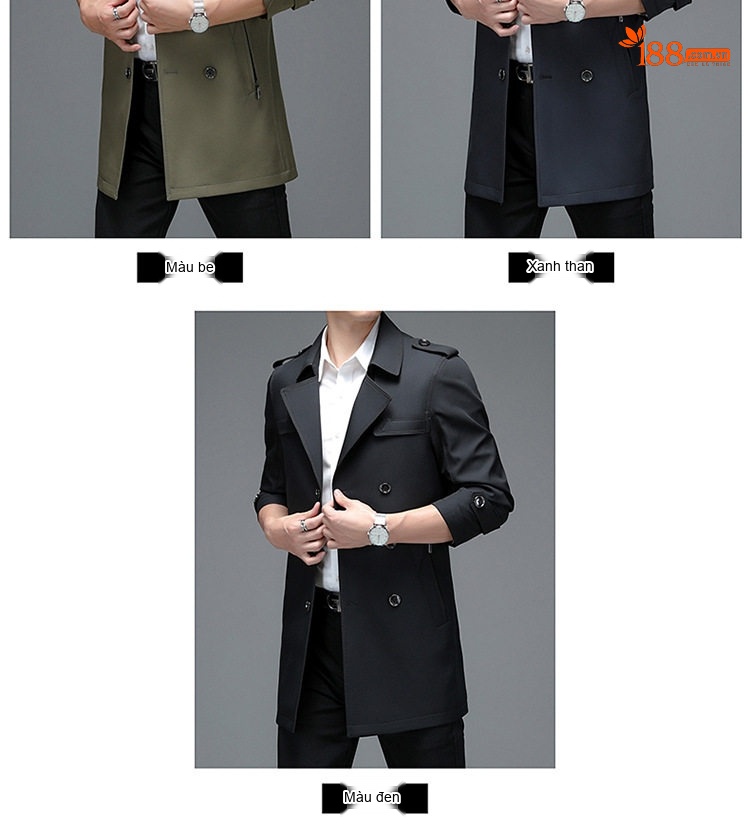 Áo Khoác Mangto Nam Dáng Ôm Vừa Vặn Phong Cách Hàn Quốc Màu Đen, Xanh Navy, Xanh Olive chi tiết 9