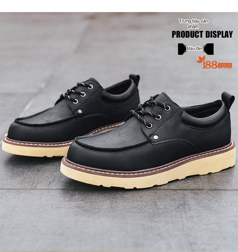 Giày Martens Nam Cổ Thấp Da Mờ Giày Tây Buộc Dây Chiều Cao Đế Khoảng 3cm Màu Nâu, Đen chi tiết 8