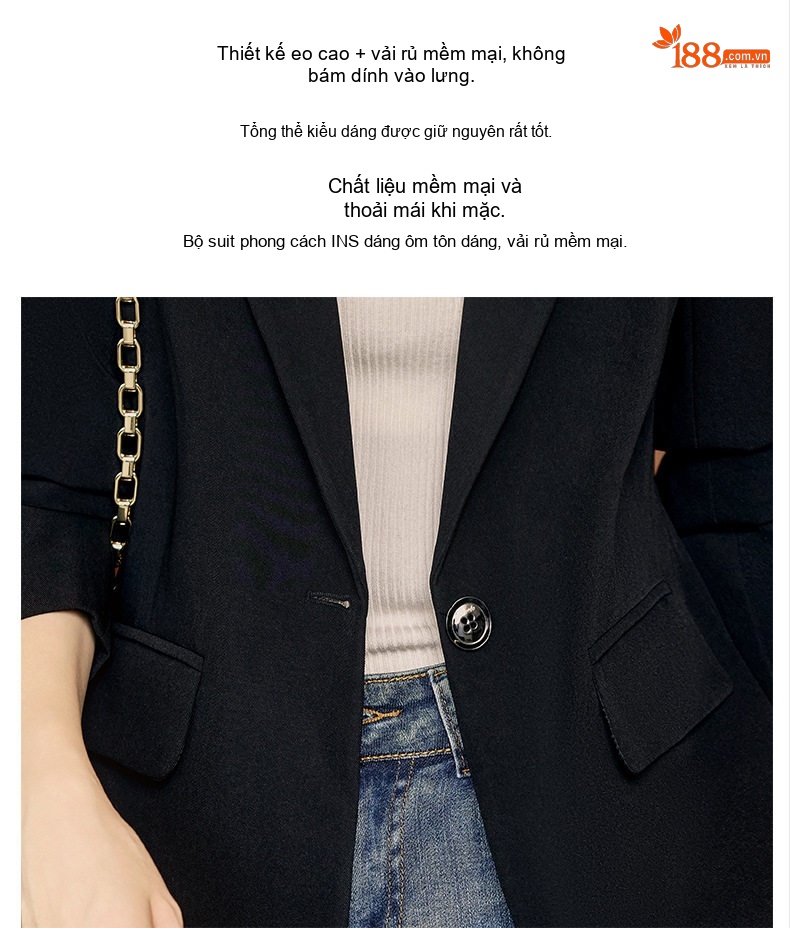 Áo Khoác Blazer Nữ Dáng Rộng Thiết Kế Cá Tính Có Lớp Lót Cotton Màu Đen, Xanh Lá, Nâu chi tiết 18