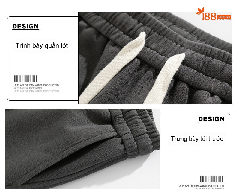 Quần dài ống rộng nam cotton dáng thể thao rút dây chi tiết 1