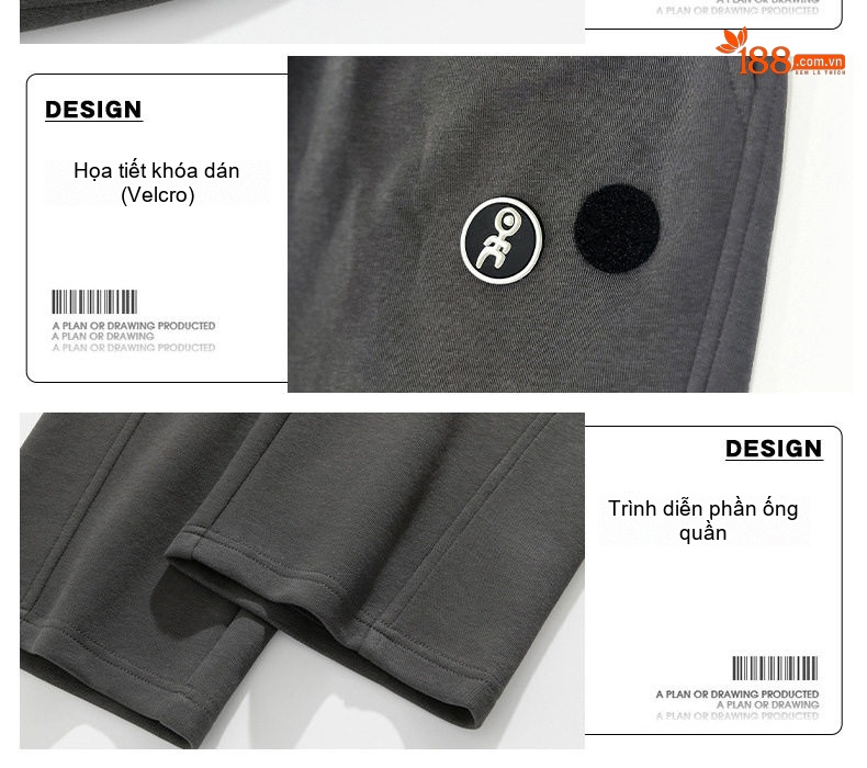Quần dài ống rộng nam cotton dáng thể thao rút dây chi tiết 2