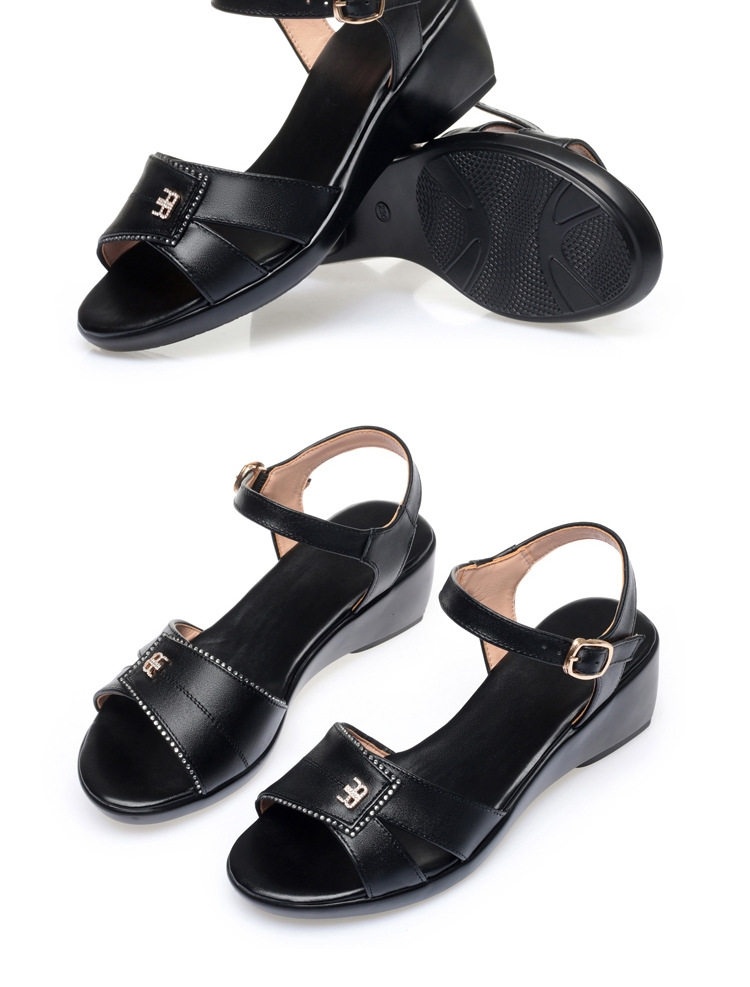 Dép Sandal Nữ Quai Ngang Đế Xuồng Da Mềm Đế Cao 4cm - 5cm Màu Kem, Đen, Nâu chi tiết 6