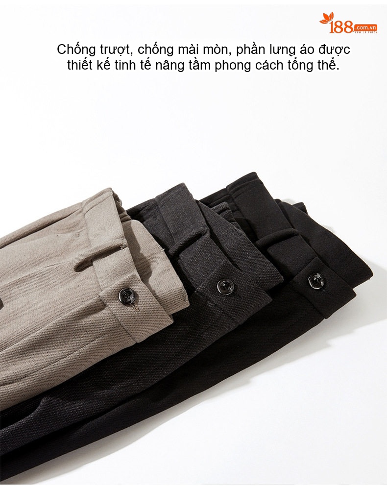 Quần Tây Nam Dáng Thẳng Dài Vải Pha Len Cao Cấp Chống Nhăn Màu Đen, Xám, Be chi tiết 9