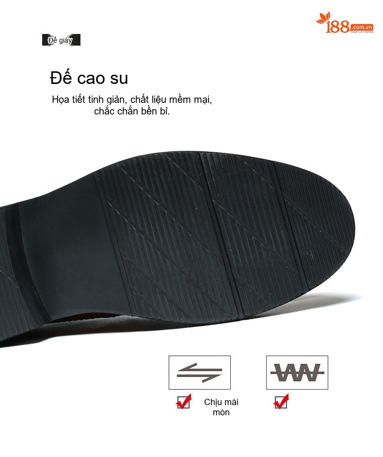 Giày Tây Buộc Dây Nam Da Bò Chiều Cao Đế Khoảng 3cm Màu Đen, Nâu chi tiết 12