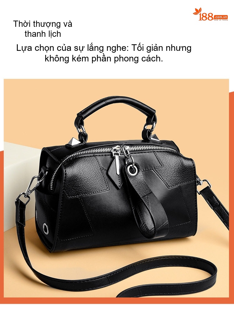 Túi Đeo Chéo Nữ Một Ngăn Phong Cách Thời Trang Màu Đen, Trắng, Nâu chi tiết 5