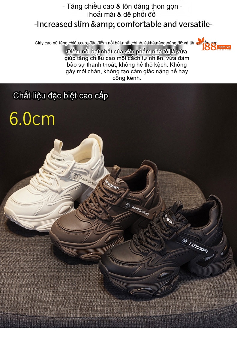 Giày thể thao nữ đế dày phong cách ulzzang, đế cao 5 cm chi tiết 2