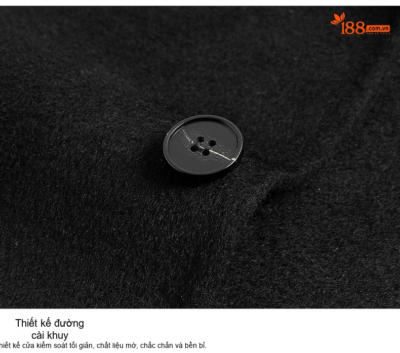 Áo Khoác Dạ Nam 100% Lông Cừu Hai Mặt Cổ chữ Vest Công Sở Thanh Lịch Màu Đen chi tiết 18