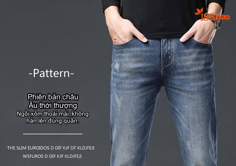 Quần Jean Nam Cotton In Họa Tiết Rách Gối Dáng Ôm Vừa Màu Xanh chi tiết 26