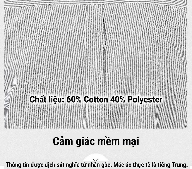 Áo Sơ Mi Dài Tay Nam Cotton Dáng Rộng Phong Cách Công Sở Màu Xanh Nhạt, Xám chi tiết 5