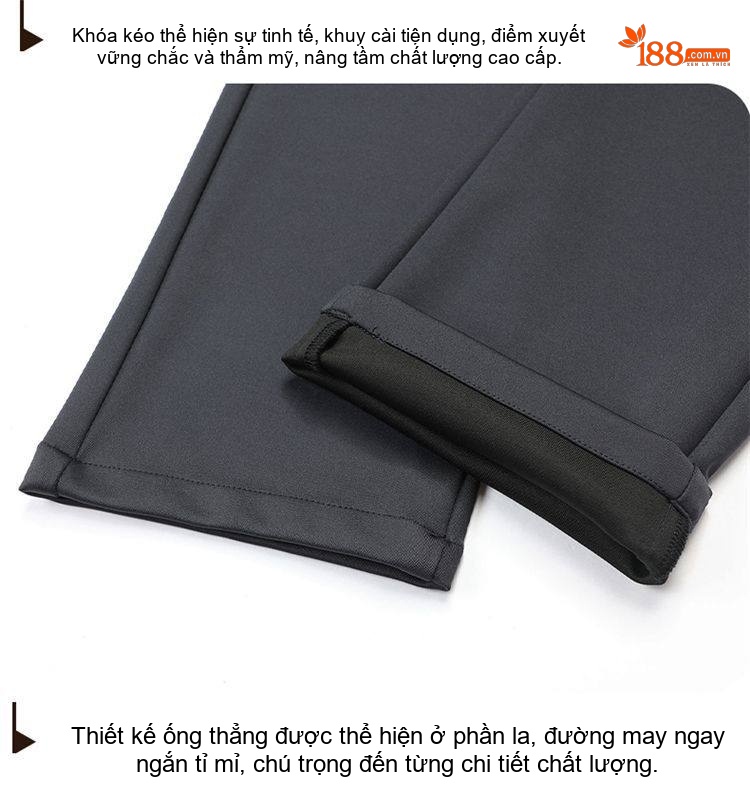 Quần Tây Nam Dáng Suông Bốn Chiều Co Giãn Chống Nhăn Cao Cấp Màu Đen, Xám, Be, Xanh Navy chi tiết 19