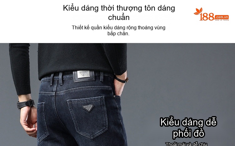 Quần Jean Nam Ống Đứng Lót Lông Dày Dặn Phong Cách Trung Niên Màu Đen, Xám chi tiết 3