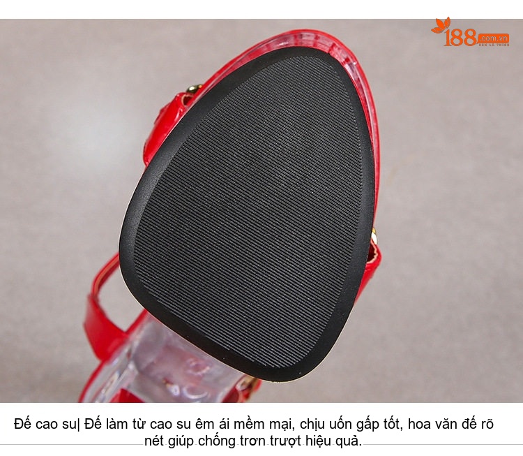 Giày Sandal Cao Gót Nữ Quai Ngang Mắt Xích Gót Cao 10cm - 12cm Màu Đen, Đỏ, Trắng, Hồng... chi tiết 7