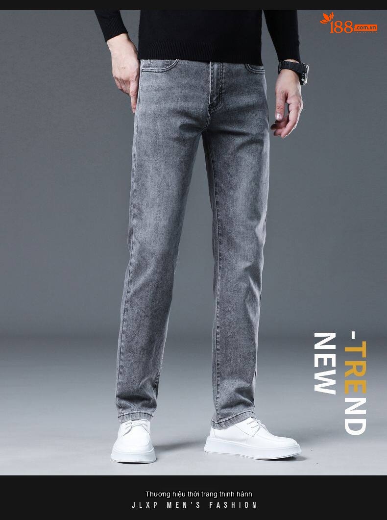 Quần Jean Nam Ống Đứng Lyocell Dáng Ôm Vừa Vặn Màu Xanh Dương chi tiết 31