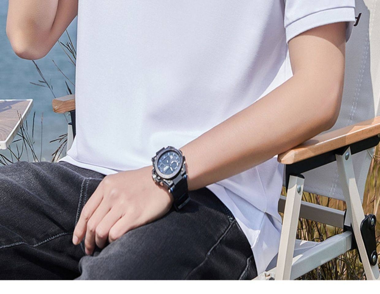Áo Polo Nam Tay Ngắn Cotton Pima, Vải Mesh Thoáng Khí Màu Đen, Xám chi tiết 22