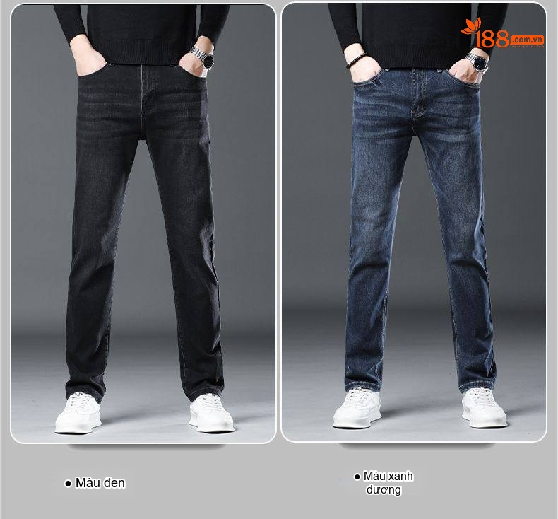 Quần Jean Nam Tencel Cotton Co Giãn Dáng Suông Thoáng Khí Cao Cấp Màu Xám chi tiết 9
