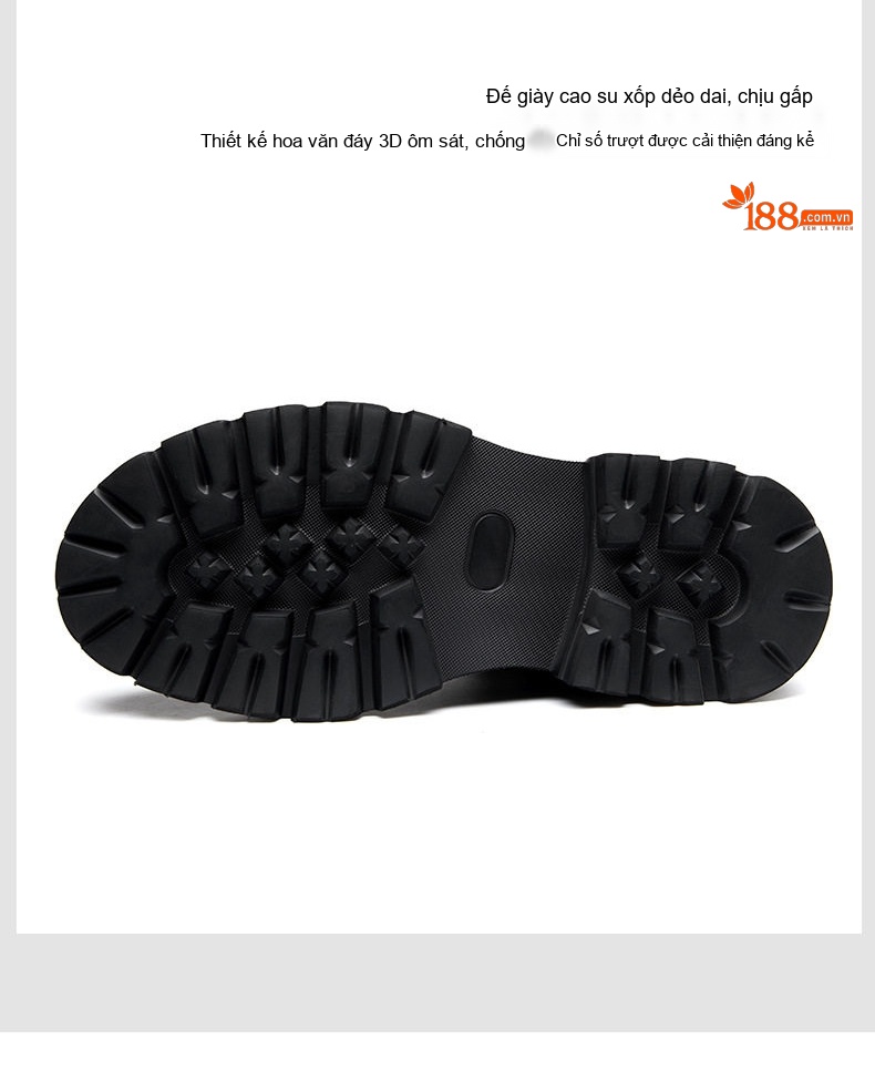 Giày Boot Martin Nam Da Thật Cổ Cao Chiều Cao Đế Khoảng 4cm Màu Đen, Nâu chi tiết 14