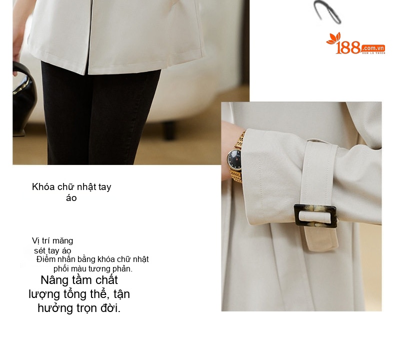 Áo Khoác Ngắn Nữ Dáng Suông Cổ chữ Vest Phong Cách Hàn Quốc Màu Be, Trắng chi tiết 10