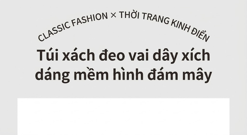 Túi Xách Nữ Da Bò Vân Đám Mây Quai Xách Kim Loại Cao Cấp Màu Kem, Nâu chi tiết 3