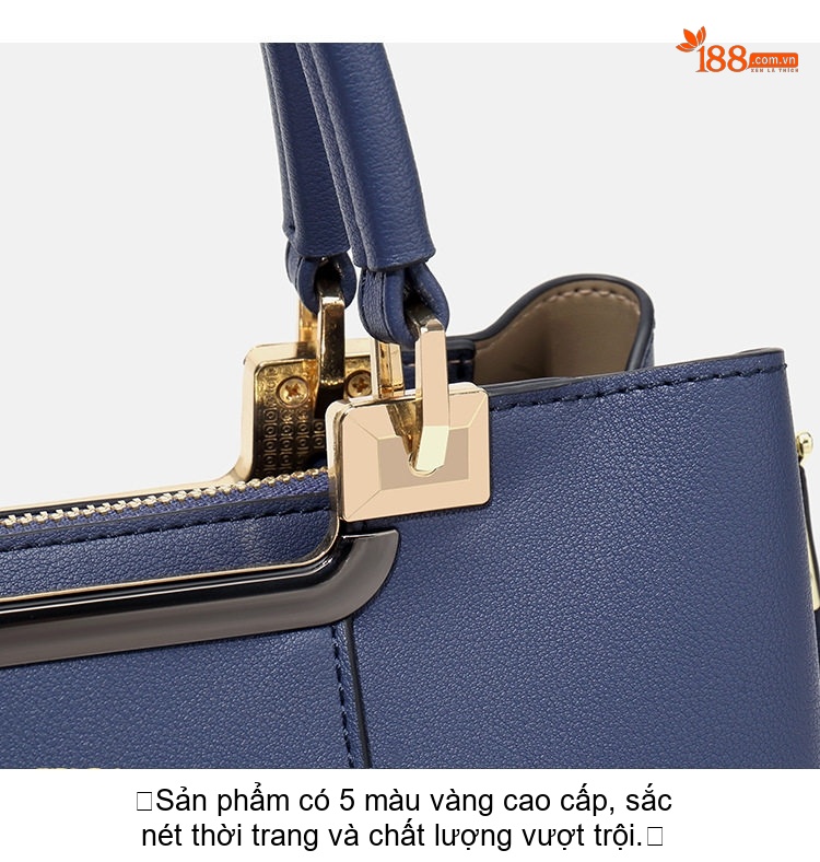 Túi Xách Tay Nữ Da Thật Phong Cách Sang Trọng Cho Mẹ Bỉm Sữa Màu Xanh Navy chi tiết 9