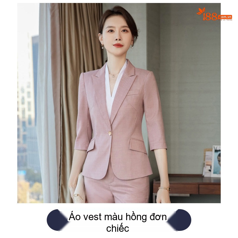 Bộ Vest Công Sở Nữ Tay Lỡ Phong Cách Hàn Quốc Màu Xám, Xanh Dương, Hồng, Nâu
