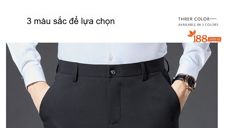 Quần Âu Nam Dáng Thẳng Chất Liệu Mỏng, Nhanh Khô Màu Xám, Xanh Navy, Đen chi tiết 3