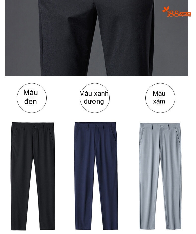 Quần Âu Nam Dáng Thẳng Chất Liệu Mỏng, Nhanh Khô Màu Xám, Xanh Navy, Đen chi tiết 4