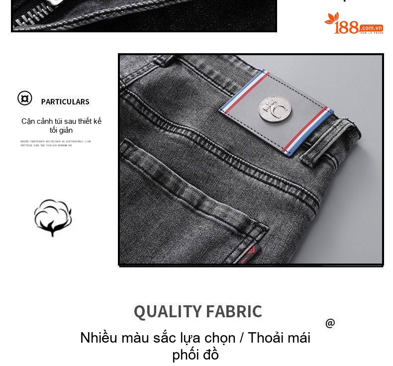 Quần Jean Nam Ống Đứng Dáng Rộng Thoải Mái Màu Xanh Đậm, Xanh Nhạt, Đen chi tiết 10