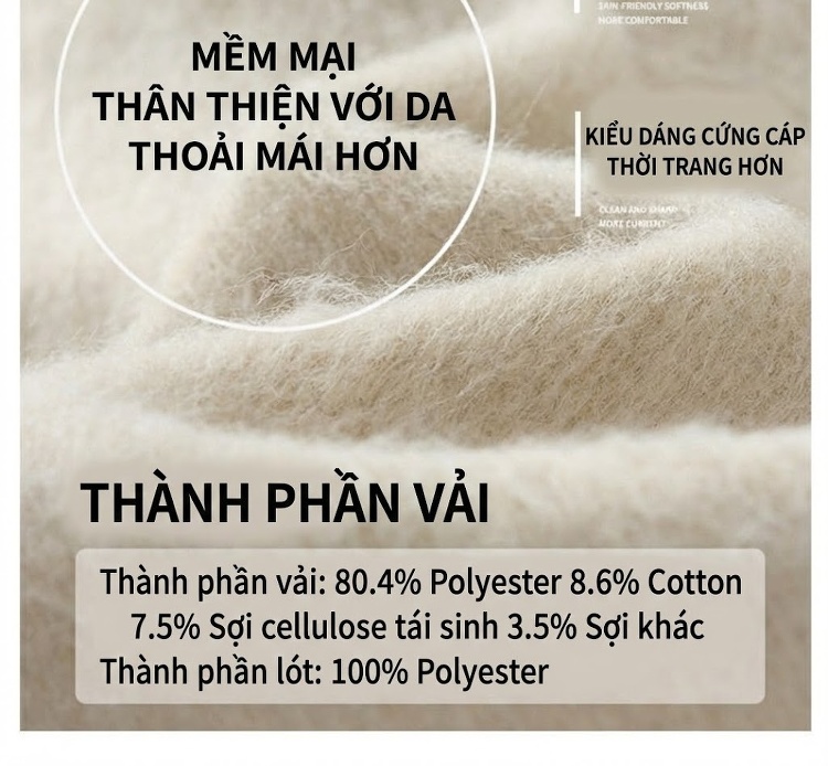 Áo Khoác Lông Cừu Non Có Mũ Trùm Đầu Dáng Rộng Unisex Màu Kem, Xám, Đen chi tiết 5