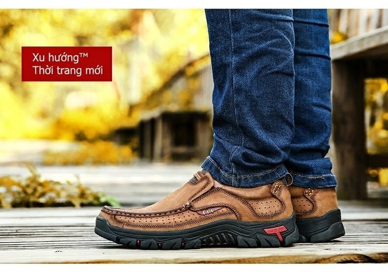 Giày Lười Nam Da Thật Size Lớn Đi Ngoài Trời Chiều Cao Đế Khoảng 4cm Màu Nâu, Xanh chi tiết 11